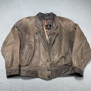 Vintage Byrnes & Baker Jacket Womens Med‎ Brown Leather Bomber Thinsulate Lined
